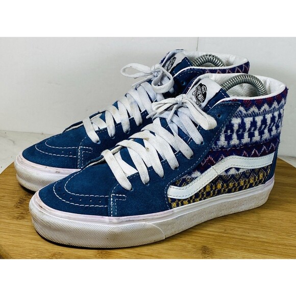 VANS Sk8-Hi Blue Multicolor Women's Suede Canvas Sneakers Shoes Size 6 - Picture 1 of 6